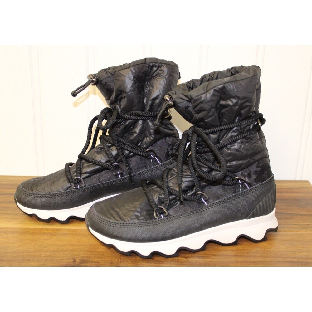 Sorel Women Kinetic‎ Lace Up Waterproof Faux Fur Insulated Black Boots size 10.5